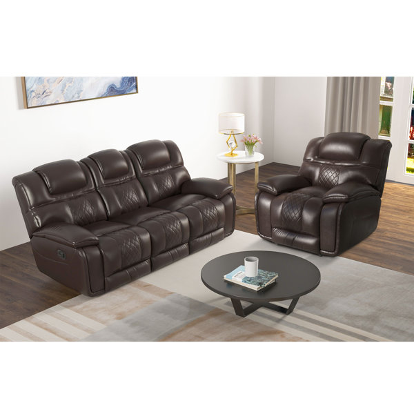 Hokku Designs Jepum 2 Piece Vegan Leather Reclining Living Room Set